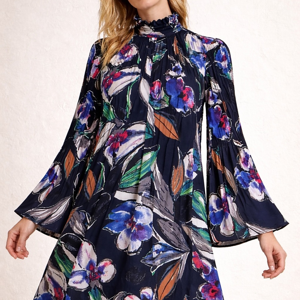 Donna Morgan Multicolor Floral Long Sleeve Dress